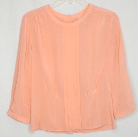 J. Crew Tops - J Crew Size 0 Pink 100% Silk Long Sleeve Top